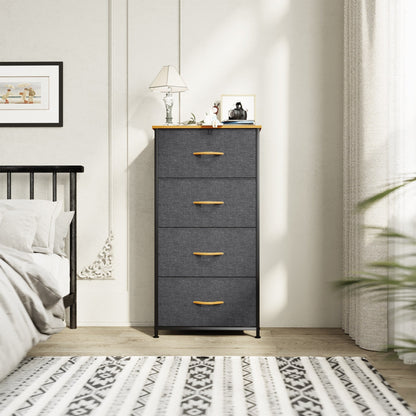 Modern 4/8/10-drawer Bedroom Fabric Dresser Storage Tower with Wood Top