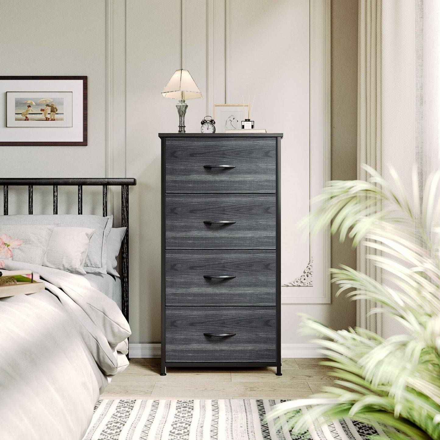 Modern 4/8/10-drawer Bedroom Fabric Dresser Storage Tower with Wood Top