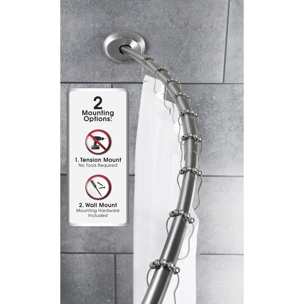 Maytex Smart Rod Dual Mount Curved Shower Curtain Rod - Brushed nickel