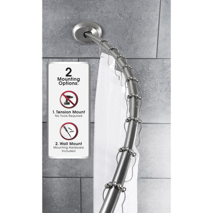 Maytex Smart Rod Dual Mount Curved Shower Curtain Rod - Brushed nickel