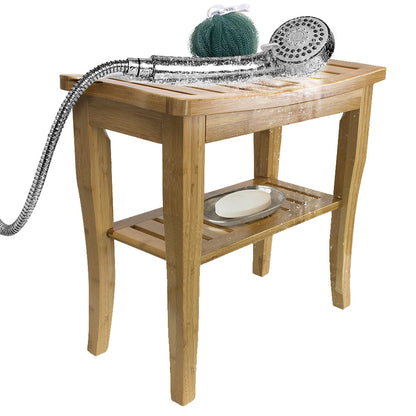 Sorbus Bamboo Shower Bench/Stool Wood Storage & Seating for Bathroom