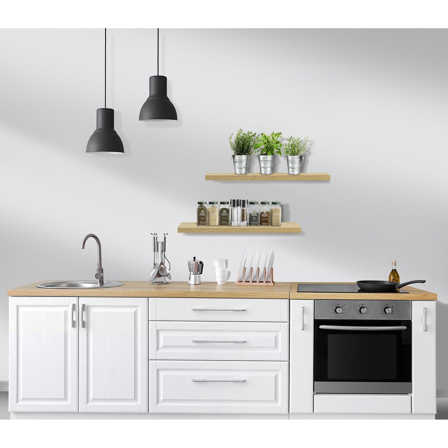 Sorbus Floating Wall Shelves Wood Wall Mounted Decor for Books and Storage with Invisible brackets - Set of 3