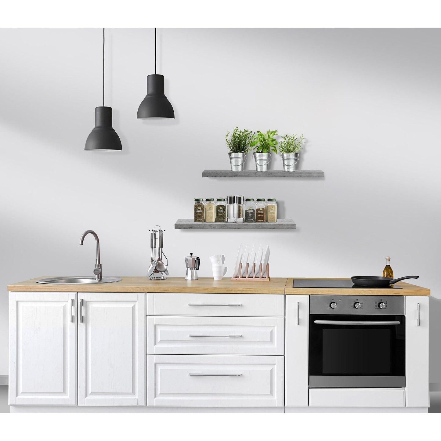 Sorbus Floating Wall Shelves Wood Wall Mounted Decor for Books and Storage with Invisible brackets - Set of 3