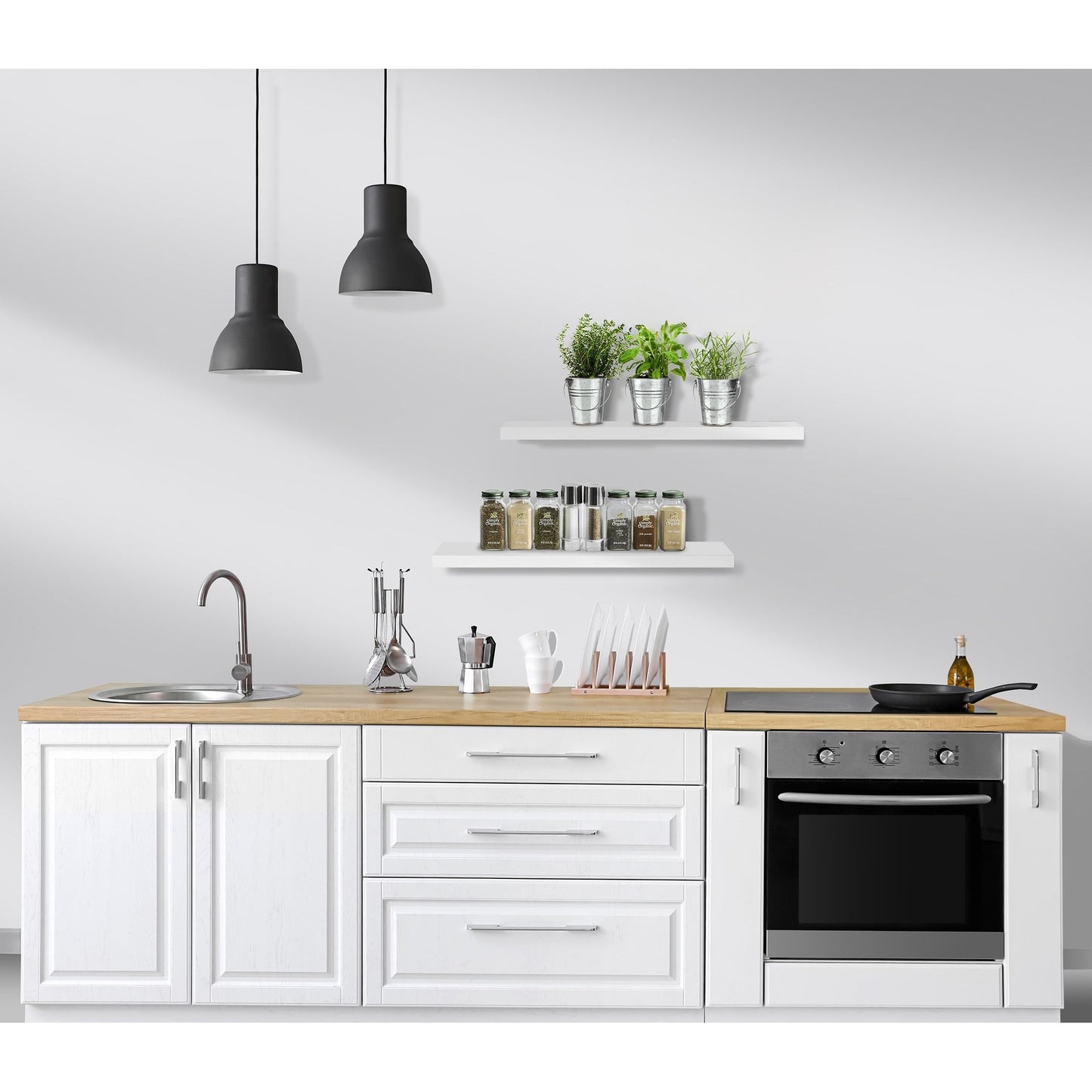 Sorbus Floating Wall Shelves Wood Wall Mounted Decor for Books and Storage with Invisible brackets - Set of 3