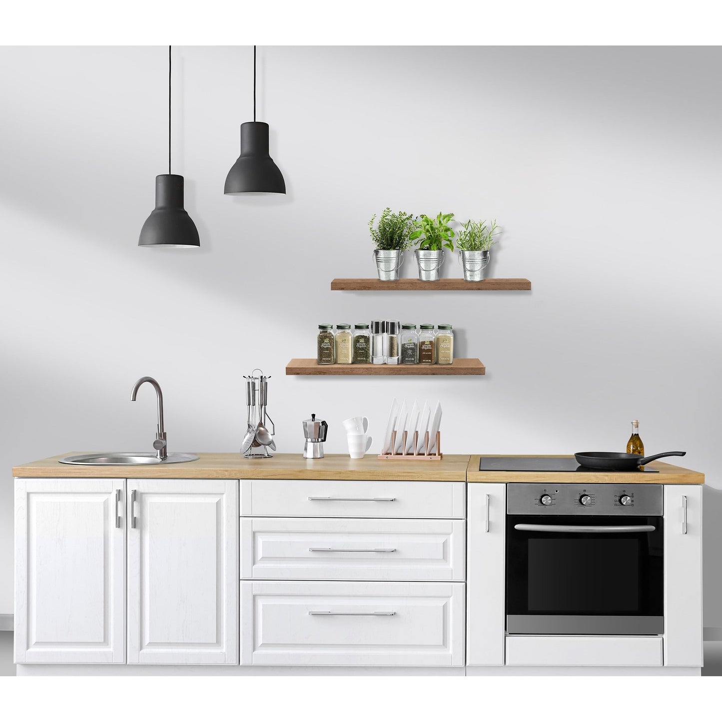 Sorbus Floating Wall Shelves Wood Wall Mounted Decor for Books and Storage with Invisible brackets - Set of 3