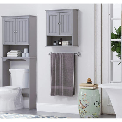 Spirich-Bathroom Wall Spacesaver Storage Cabinet Over The Toilet with Door , Wooden, White