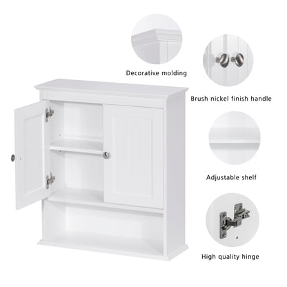 Spirich-Bathroom Wall Spacesaver Storage Cabinet Over The Toilet with Door , Wooden, White