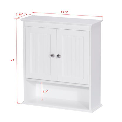 Spirich-Bathroom Wall Spacesaver Storage Cabinet Over The Toilet with Door , Wooden, White