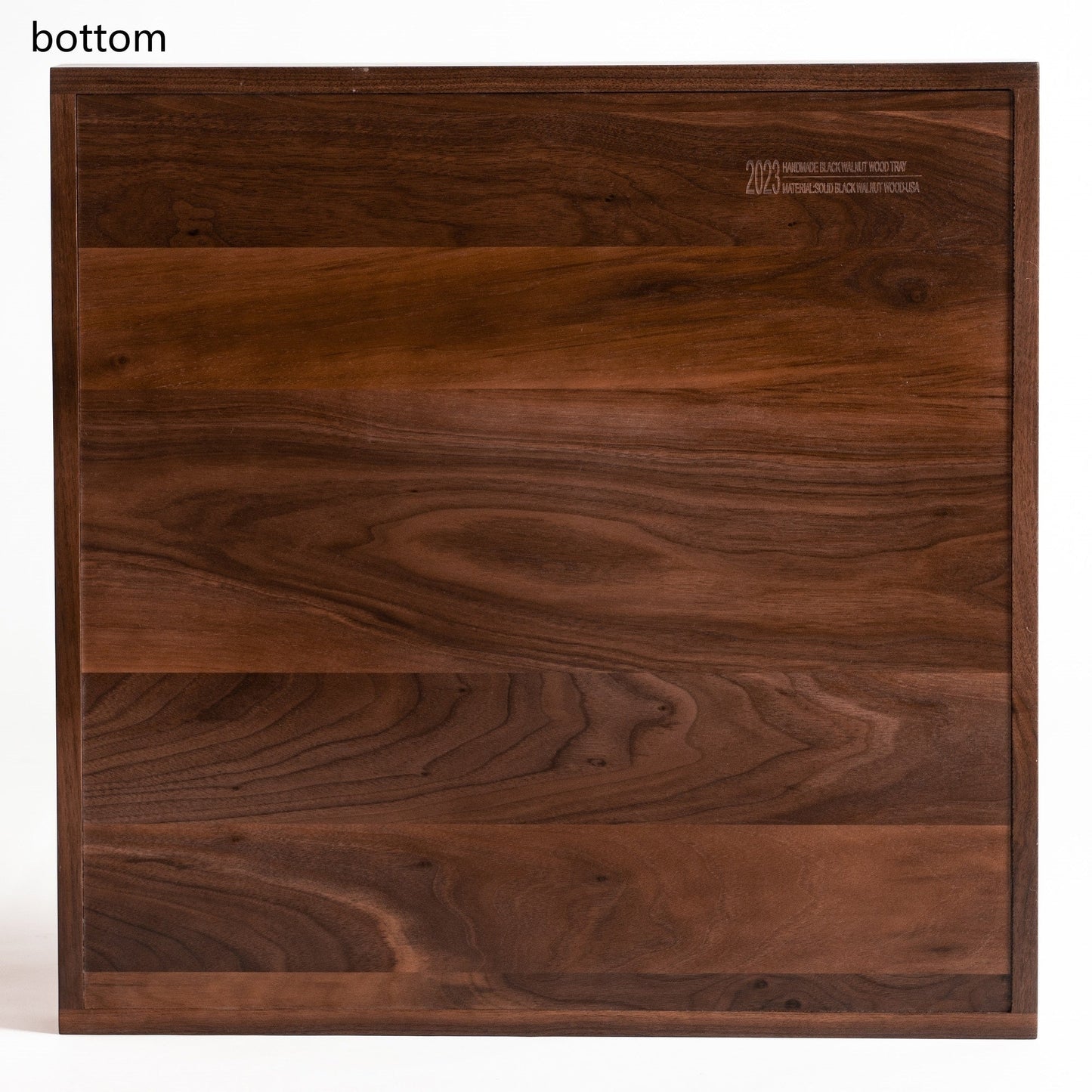 KINWELL Square Black Walnut Wood Serving Tray Ottoman Tray with Handles