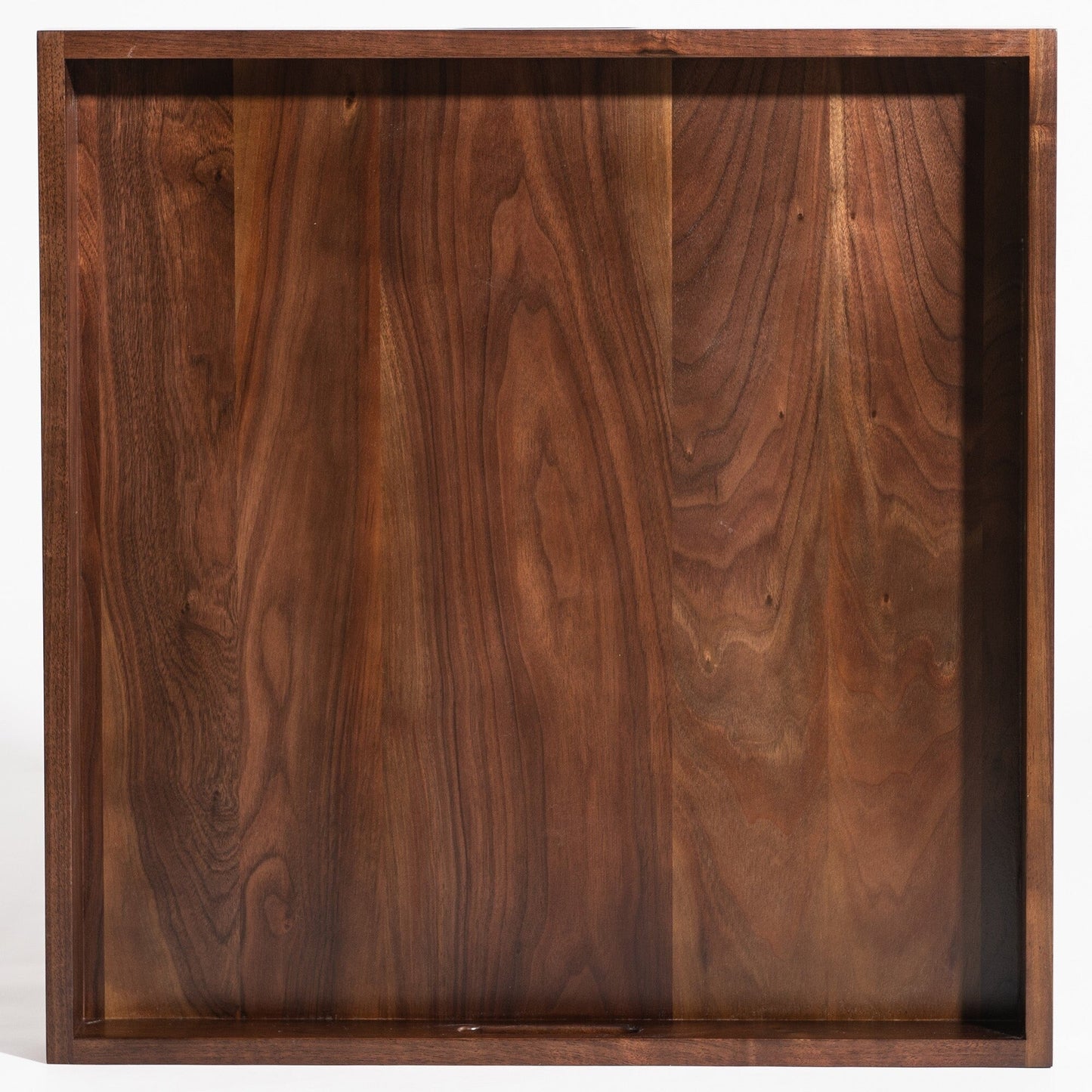 KINWELL Square Black Walnut Wood Serving Tray Ottoman Tray with Handles