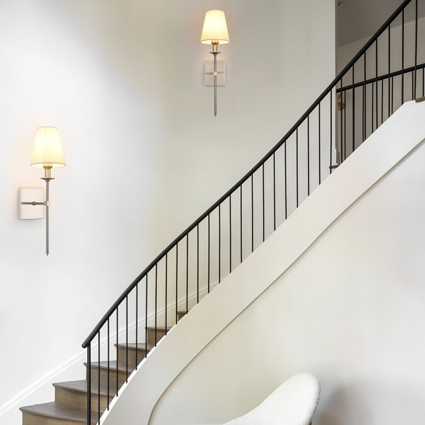 Starsky 1 - Light Industrial Wall Sconce Set with Tapered Fabric Shade (Sets of 2)