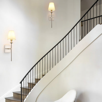 Starsky 1 - Light Industrial Wall Sconce Set with Tapered Fabric Shade (Sets of 2)