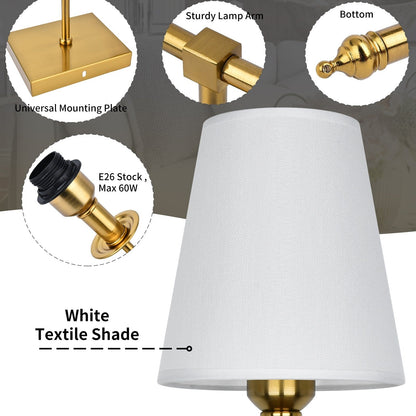 Starsky 1 - Light Industrial Wall Sconce Set with Tapered Fabric Shade (Sets of 2)