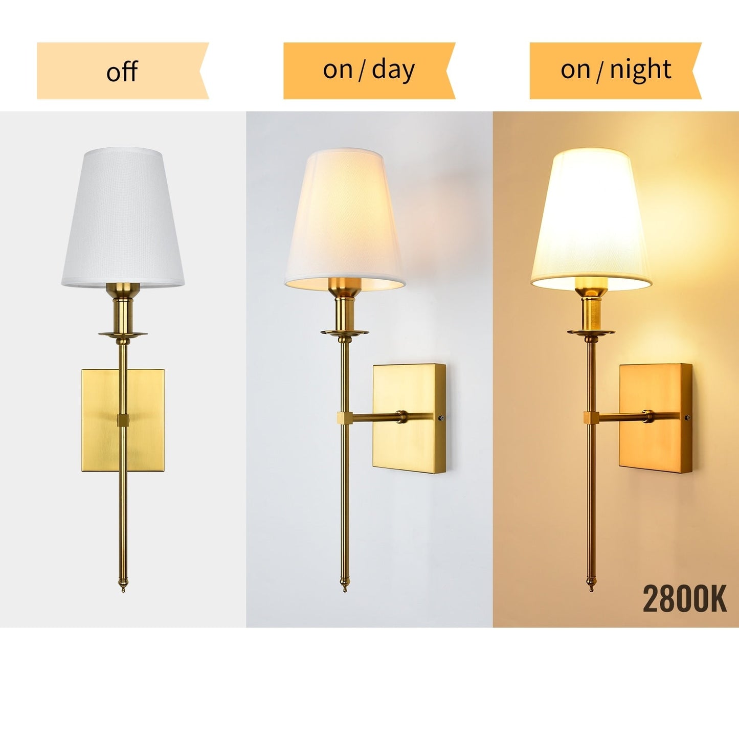 Starsky 1 - Light Industrial Wall Sconce Set with Tapered Fabric Shade (Sets of 2)