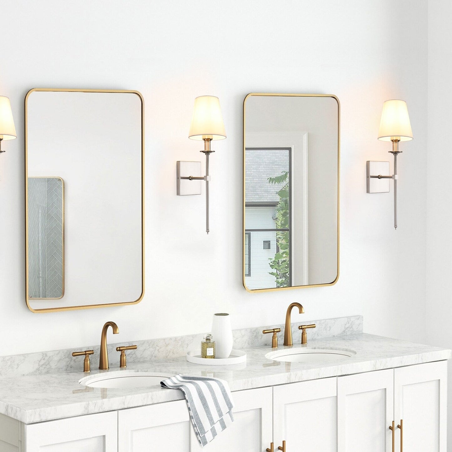 Starsky 1 - Light Industrial Wall Sconce Set with Tapered Fabric Shade (Sets of 2)