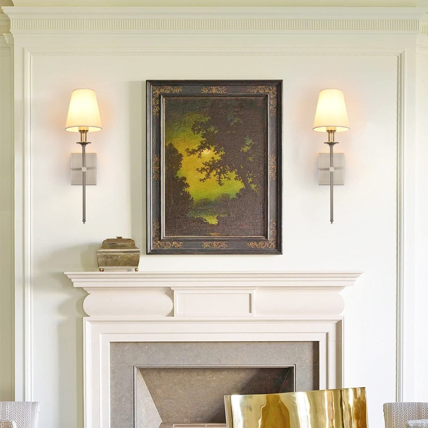 Starsky 1 - Light Industrial Wall Sconce Set with Tapered Fabric Shade (Sets of 2)