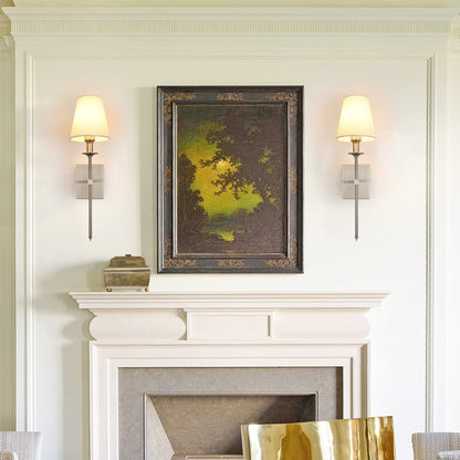 Starsky 1 - Light Industrial Wall Sconce Set with Tapered Fabric Shade (Sets of 2)