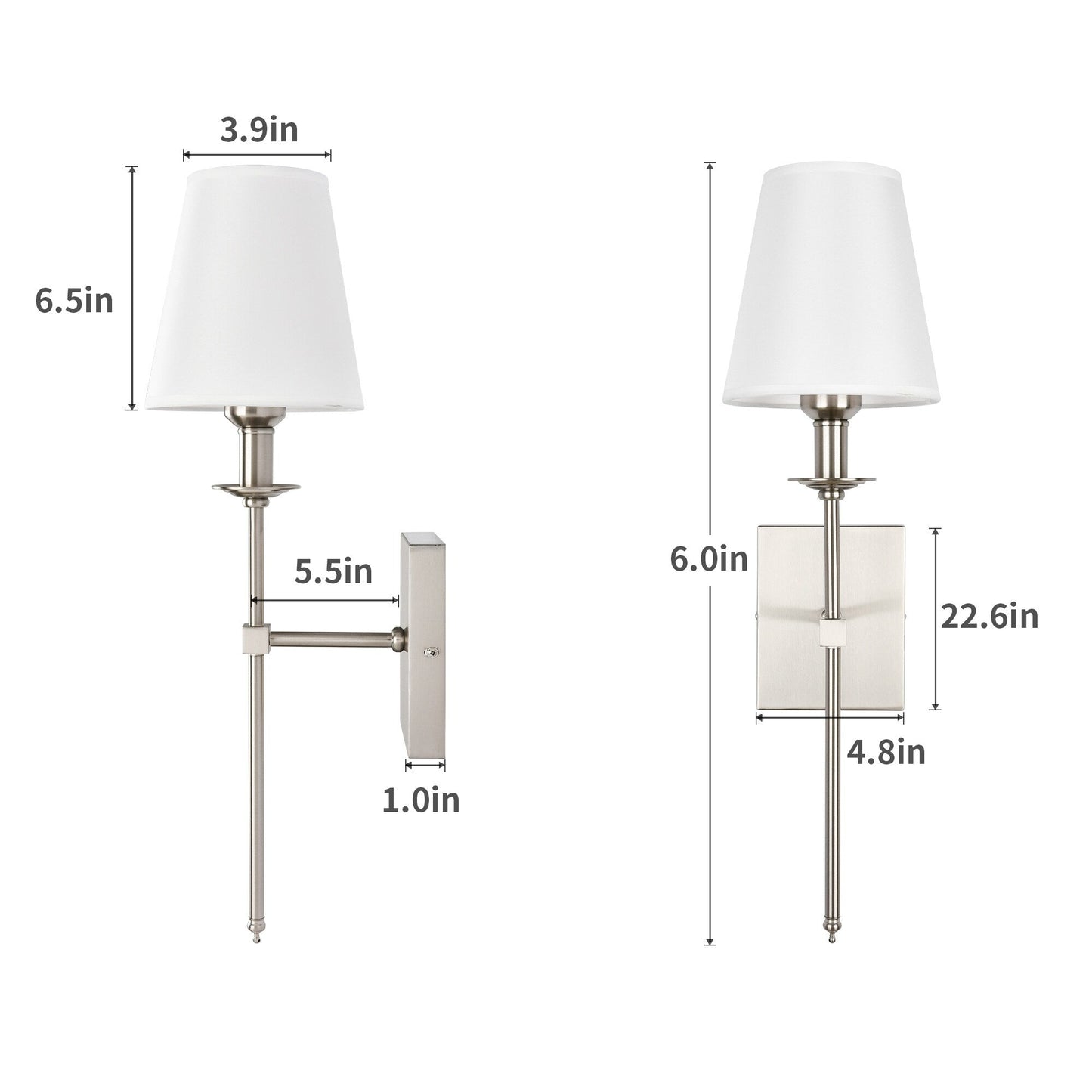 Starsky 1 - Light Industrial Wall Sconce Set with Tapered Fabric Shade (Sets of 2)