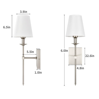 Starsky 1 - Light Industrial Wall Sconce Set with Tapered Fabric Shade (Sets of 2)