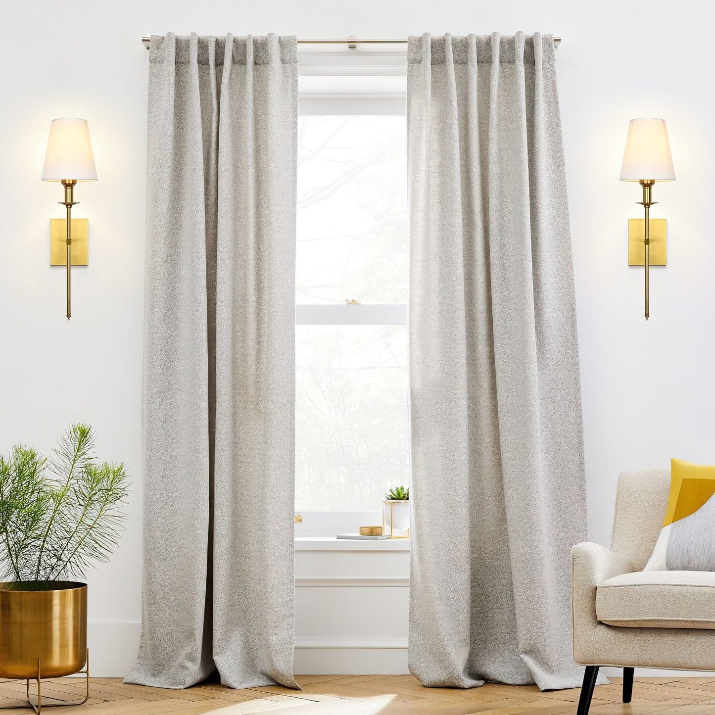 Starsky 1 - Light Industrial Wall Sconce Set with Tapered Fabric Shade (Sets of 2)