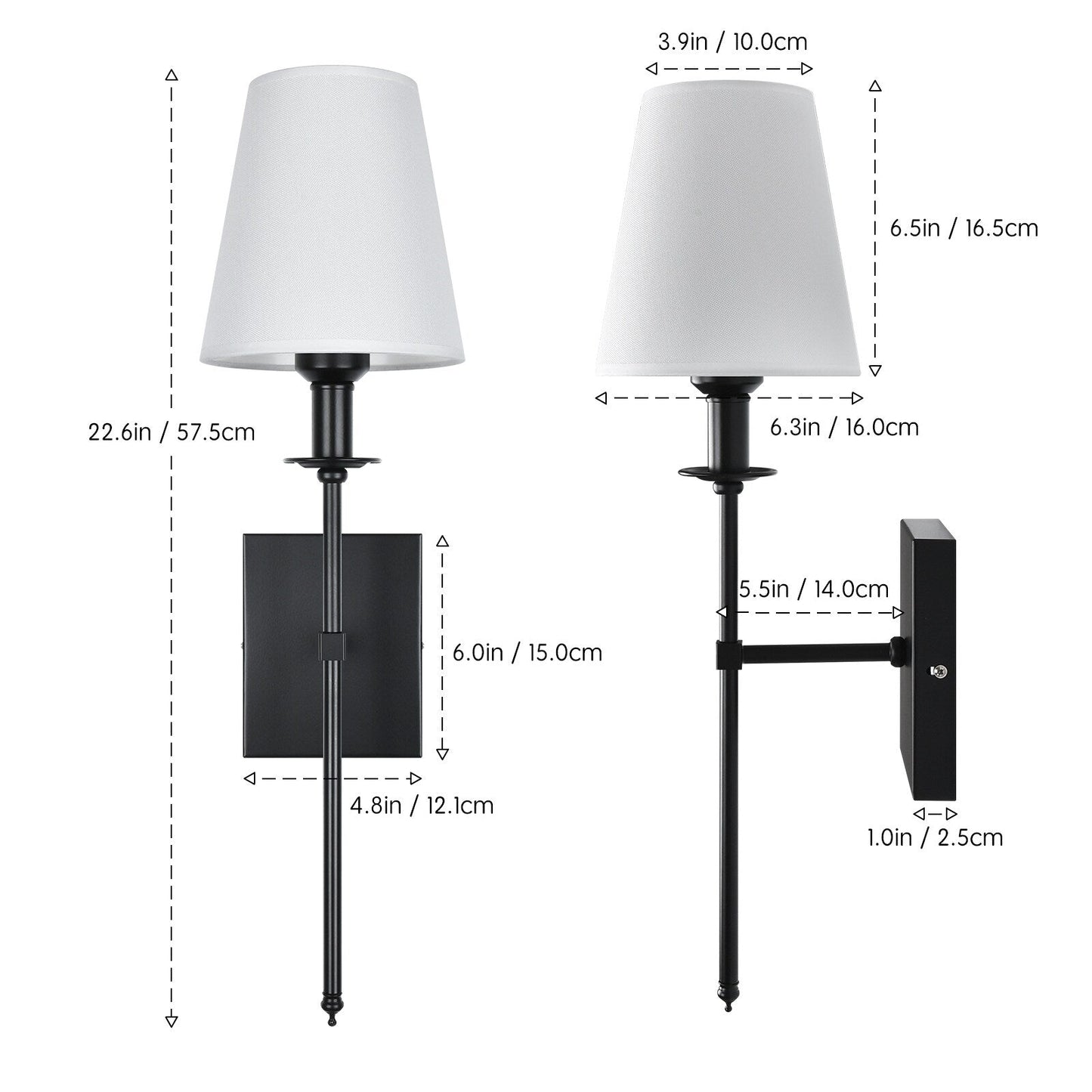 Starsky 1 - Light Industrial Wall Sconce Set with Tapered Fabric Shade (Sets of 2)