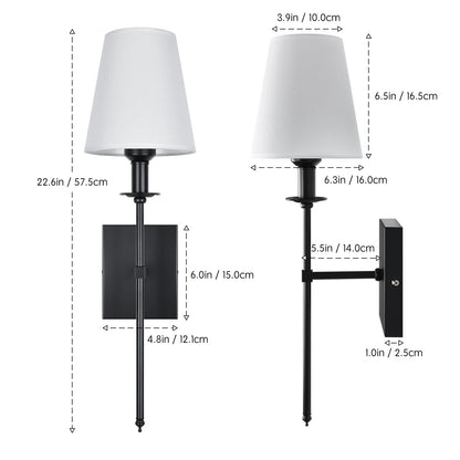 Starsky 1 - Light Industrial Wall Sconce Set with Tapered Fabric Shade (Sets of 2)