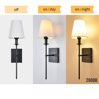 Starsky 1 - Light Industrial Wall Sconce Set with Tapered Fabric Shade (Sets of 2)