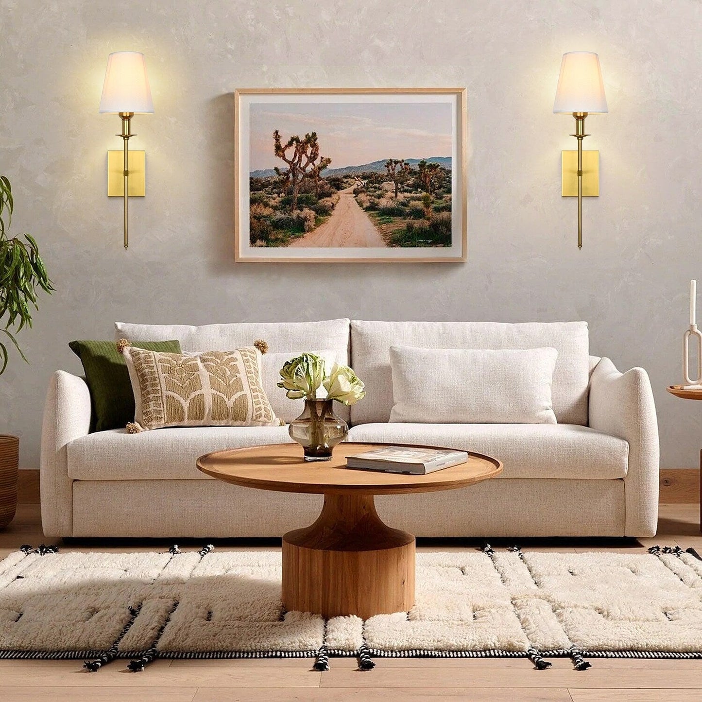 Starsky 1 - Light Industrial Wall Sconce Set with Tapered Fabric Shade (Sets of 2)