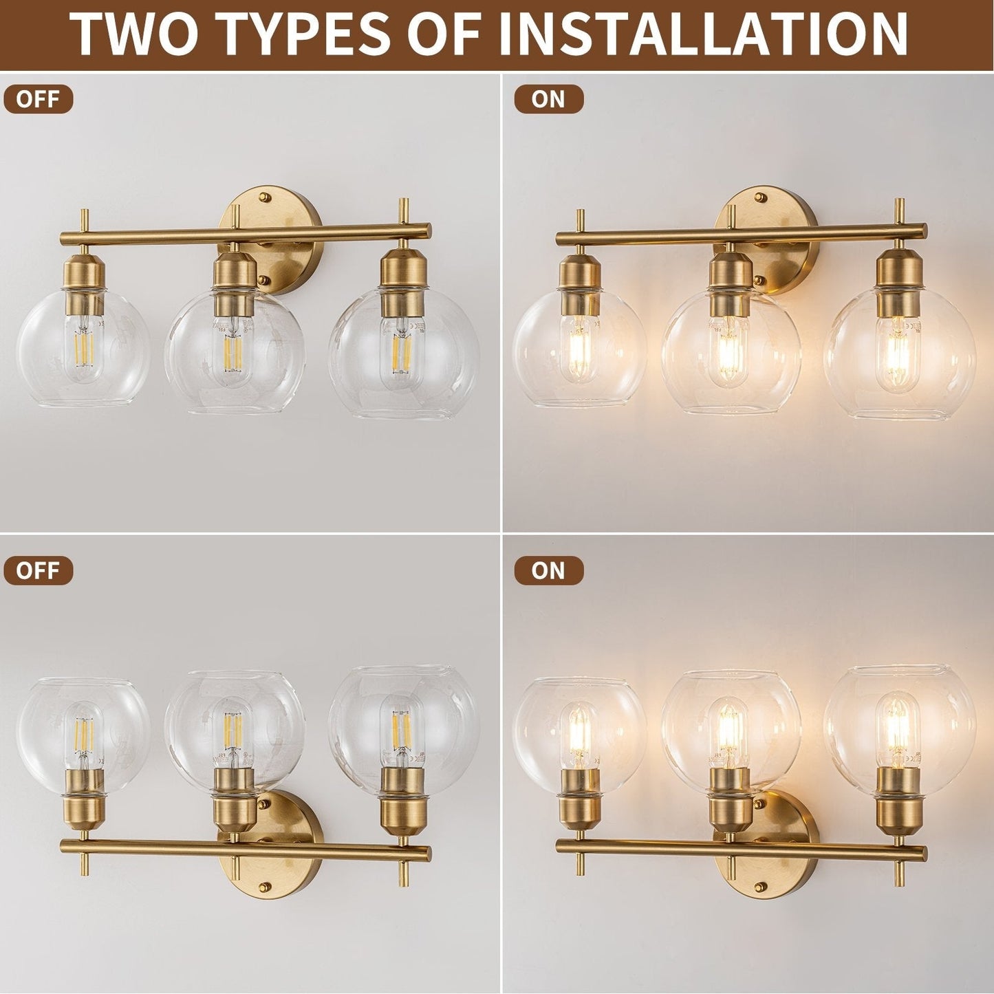 Starsky 4-Lights Modern Dimmable Bathroom Vanity Light with Globe Glass Shade