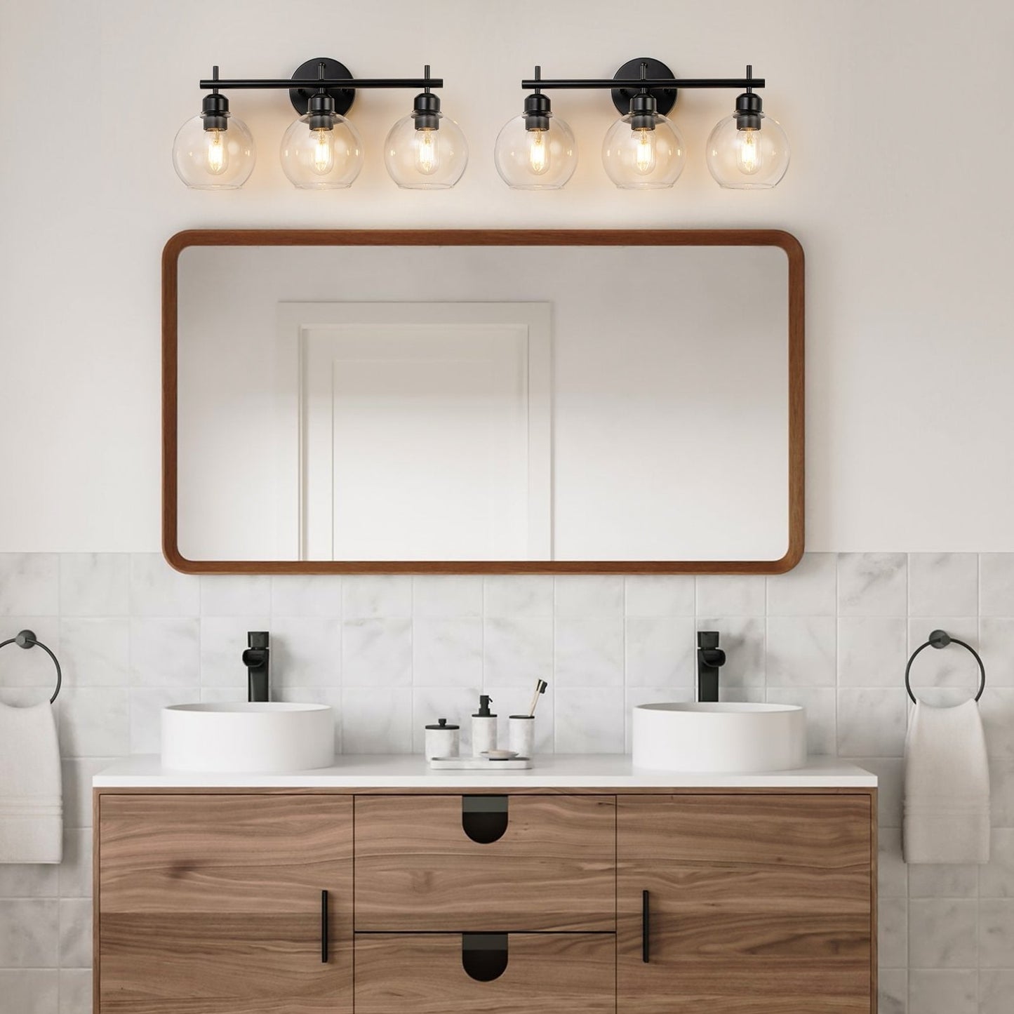 Starsky 4-Lights Modern Dimmable Bathroom Vanity Light with Globe Glass Shade