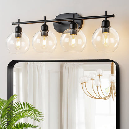 Starsky 4-Lights Modern Dimmable Bathroom Vanity Light with Globe Glass Shade