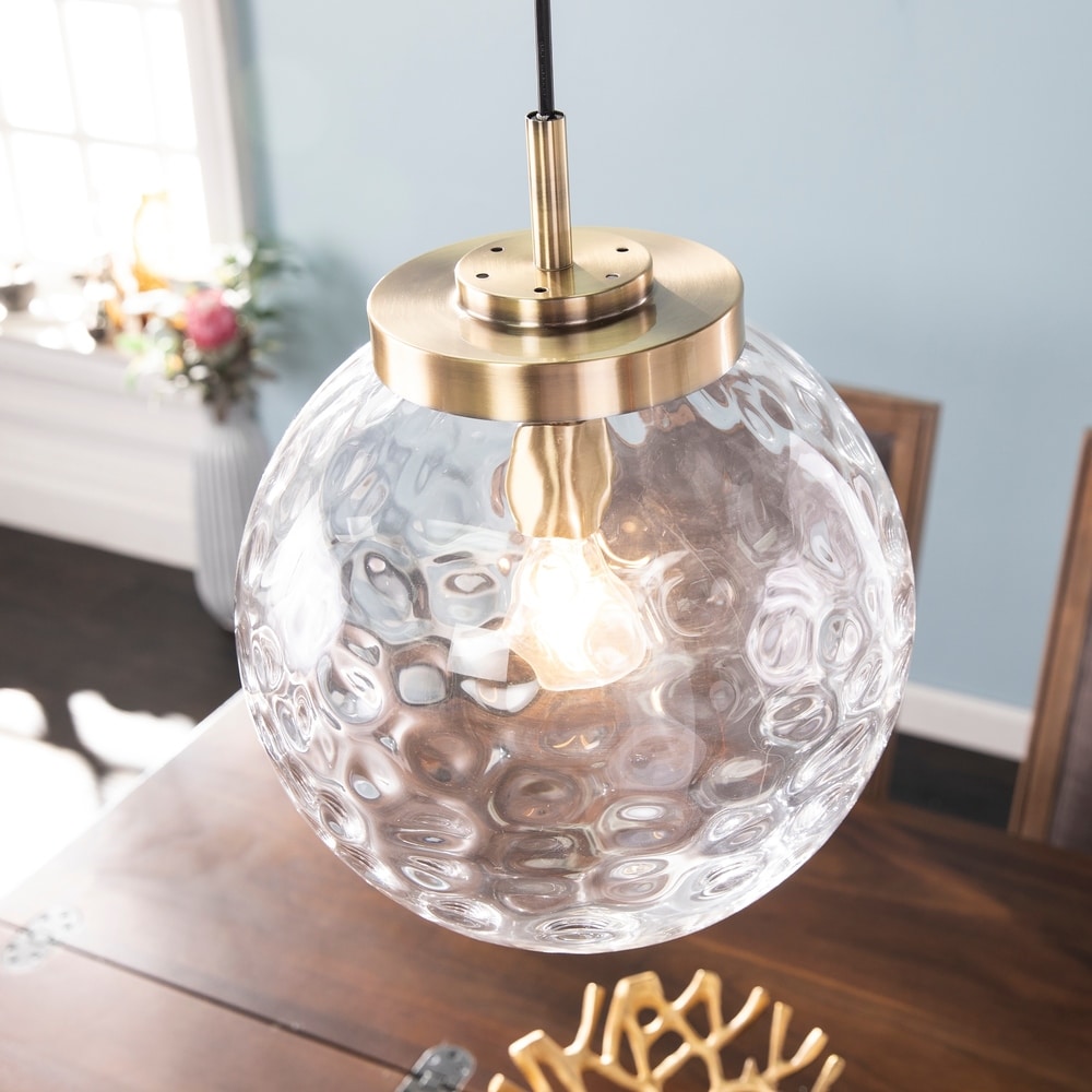 SEI Furniture Padgett Contemporary Brass Glass Pendant Light