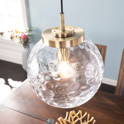 SEI Furniture Padgett Contemporary Brass Glass Pendant Light