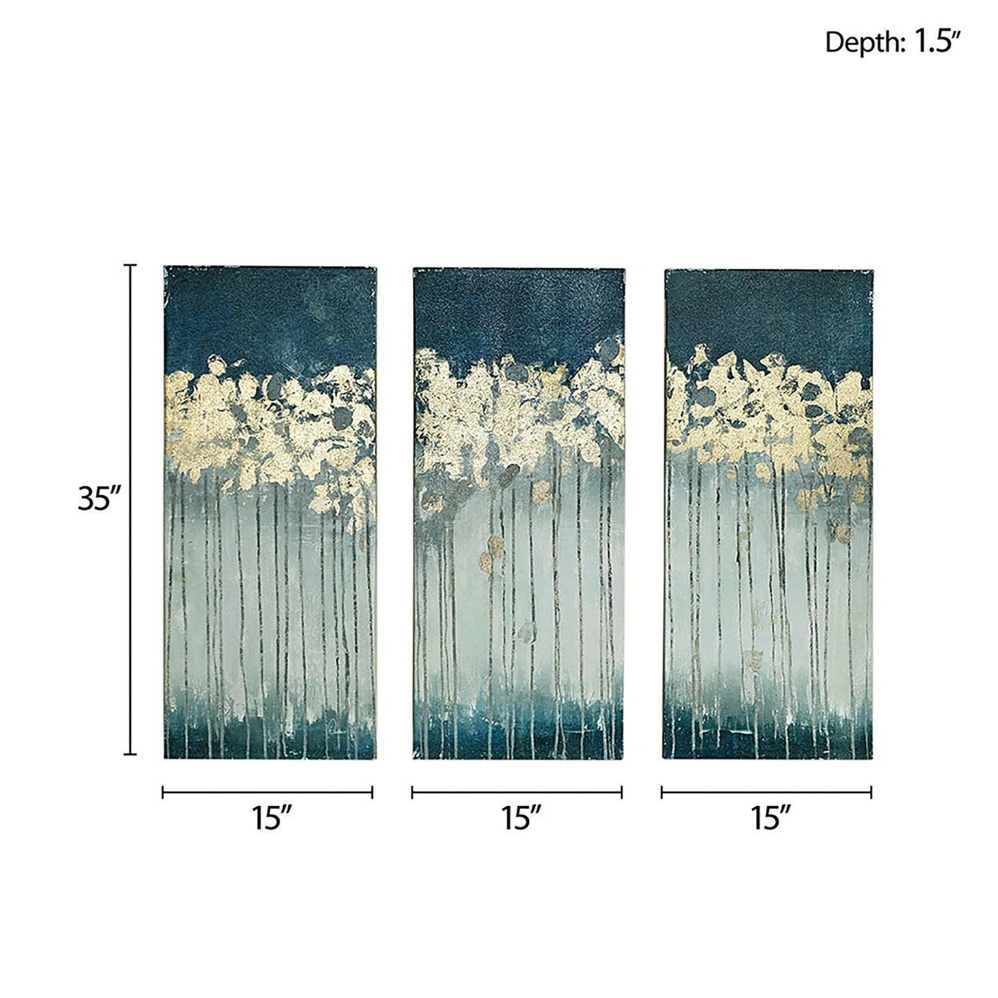 Madison Park Dewy Forest Gold Foil Abstract 3-piece Canvas Wall Art Set