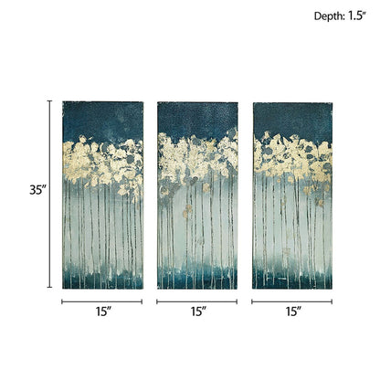 Madison Park Dewy Forest Gold Foil Abstract 3-piece Canvas Wall Art Set