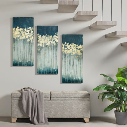 Madison Park Dewy Forest Gold Foil Abstract 3-piece Canvas Wall Art Set