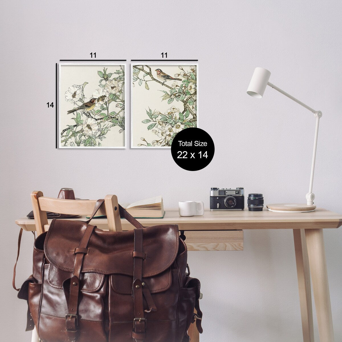 Stupell Classic Sparrow on Blossoms 2 Piece Framed Giclee Art Set Design by Nan