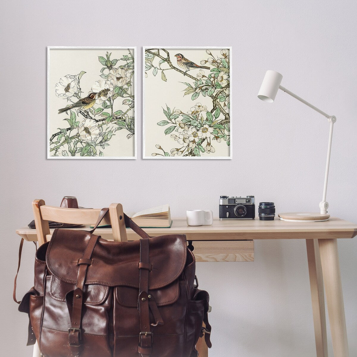 Stupell Classic Sparrow on Blossoms 2 Piece Framed Giclee Art Set Design by Nan