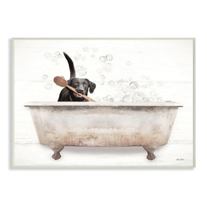 Stupell Happy Labrador in Rustic Bubble Bath Design Wood Wall Art - Multi-Color