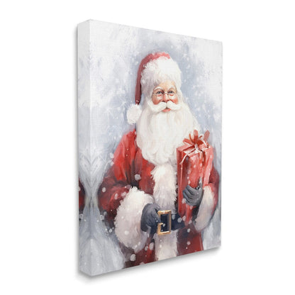 Stupell Santa with Red Gift Canvas Wall Art Design By Ramona Murdock