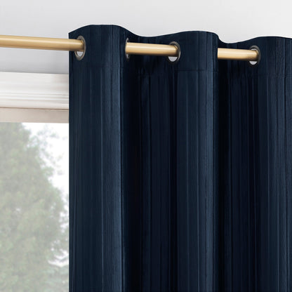 Sun Zero Cascade Pleated Velvet Blackout Grommet 1-Piece Curtain Panel, Single Panel
