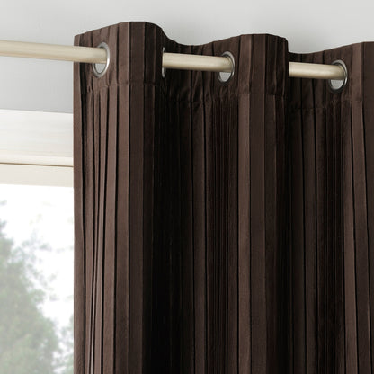 Sun Zero Cascade Pleated Velvet Blackout Grommet 1-Piece Curtain Panel, Single Panel