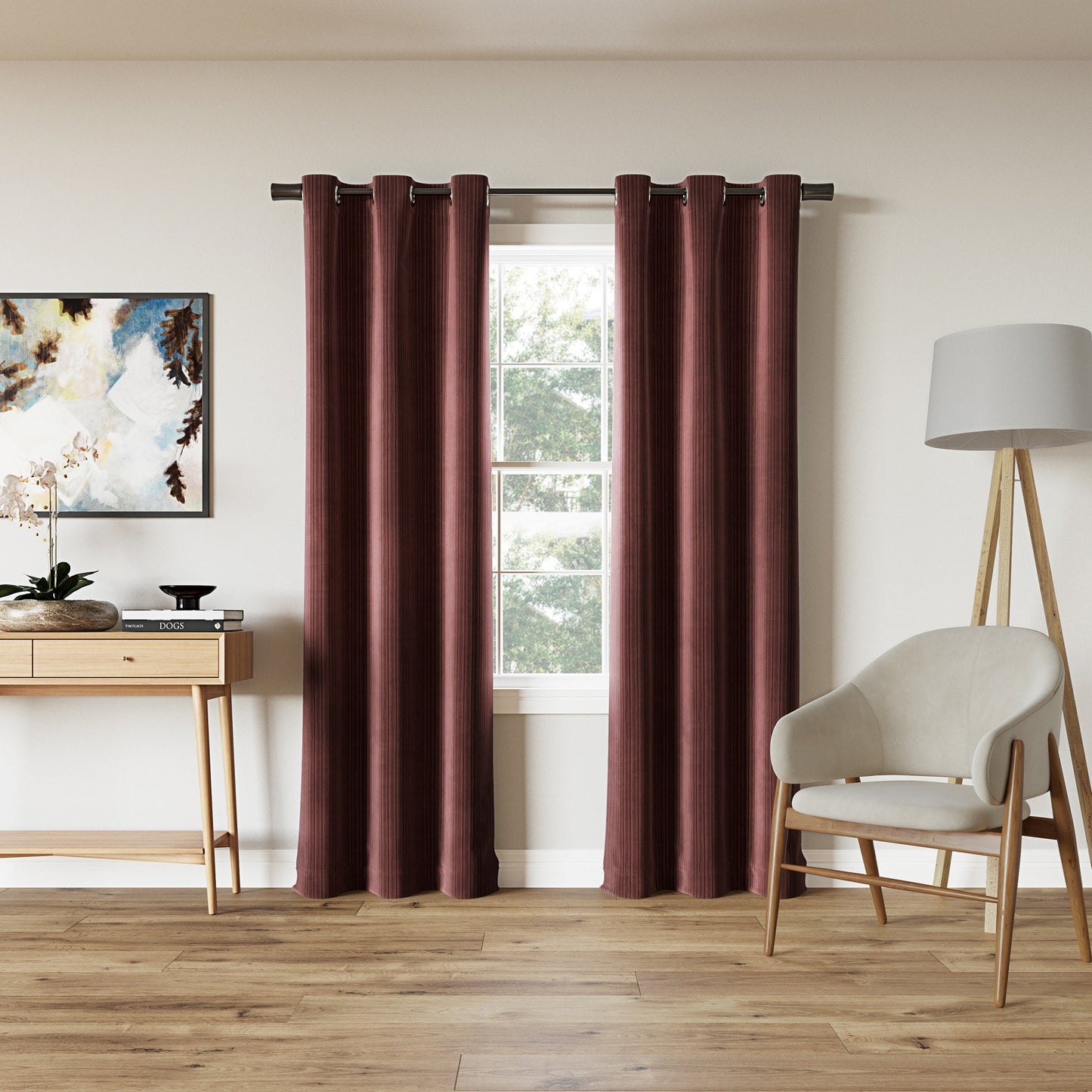 Sun Zero Cascade Pleated Velvet Blackout Grommet 1-Piece Curtain Panel, Single Panel