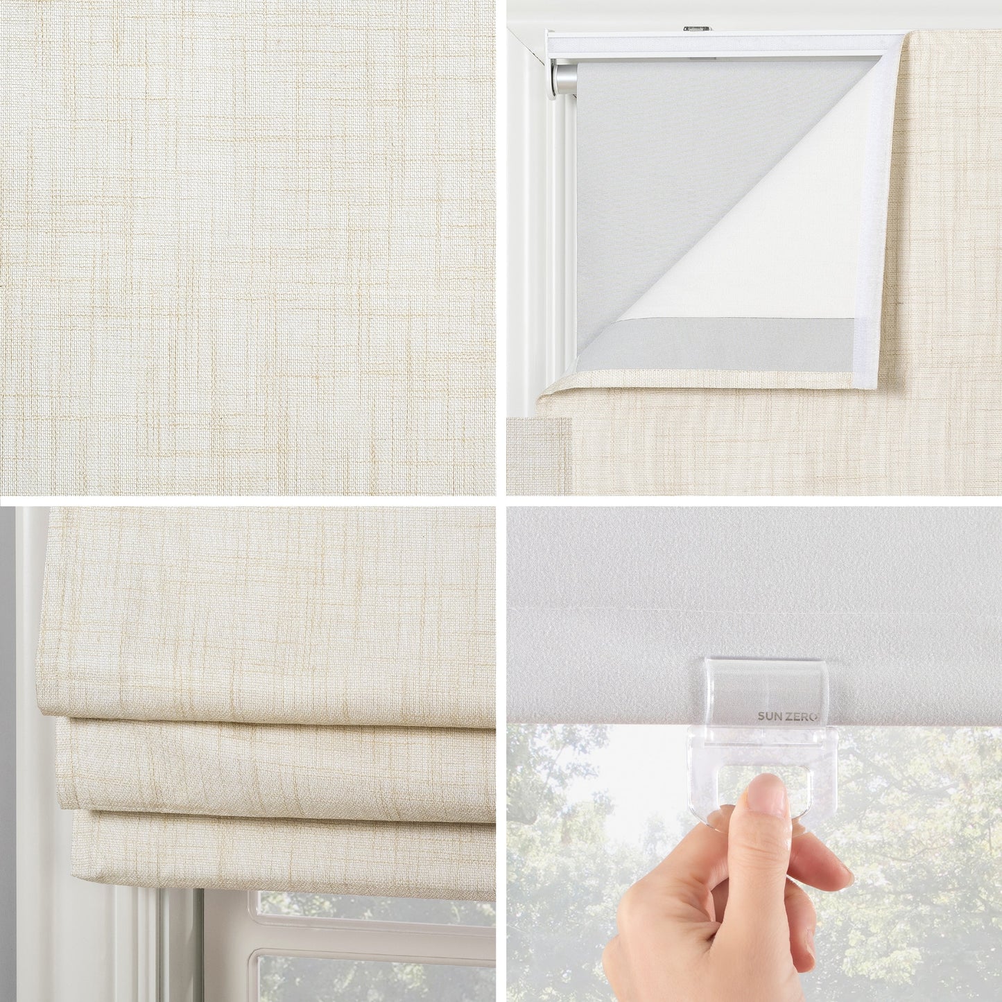 Sun Zero Somerton Textured Total Blackout Cordless Roman Shade