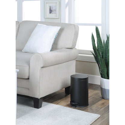 SunnyPoint 4.5 Liter / 1.2 Gallon Round Trash Can with Plastic Inner Bucket; Bathroom, Office and Bedroom Step On and Slow Close