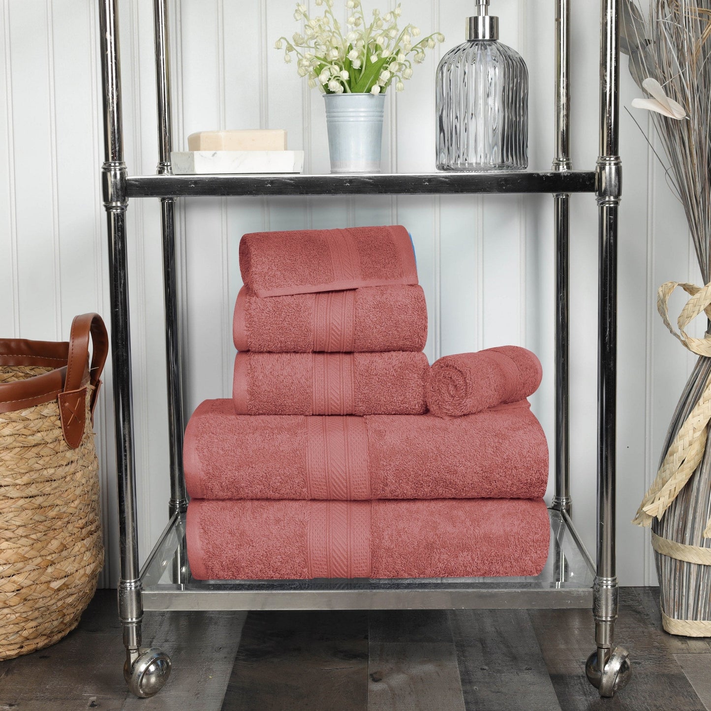 Superior 6-piece Plush Long Staple Combed Cotton Towel Set