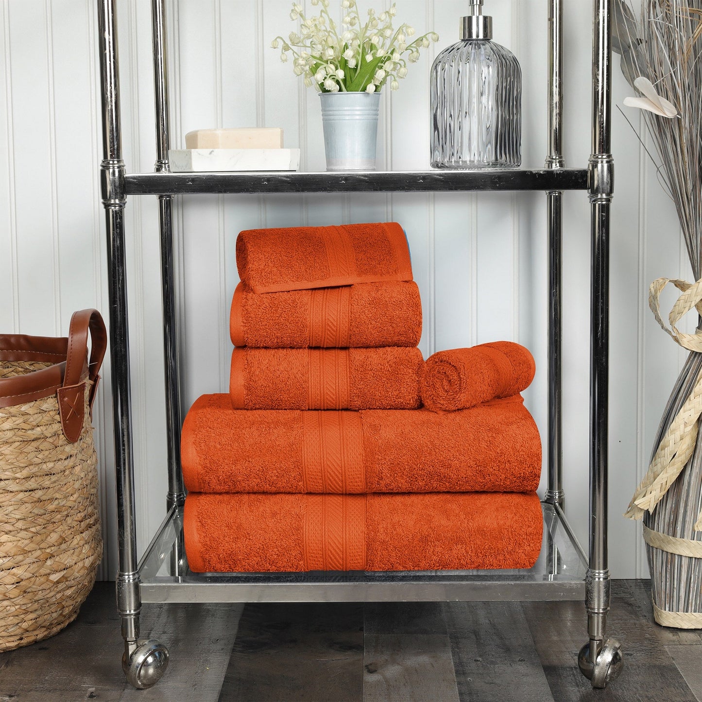 Superior 6-piece Plush Long Staple Combed Cotton Towel Set