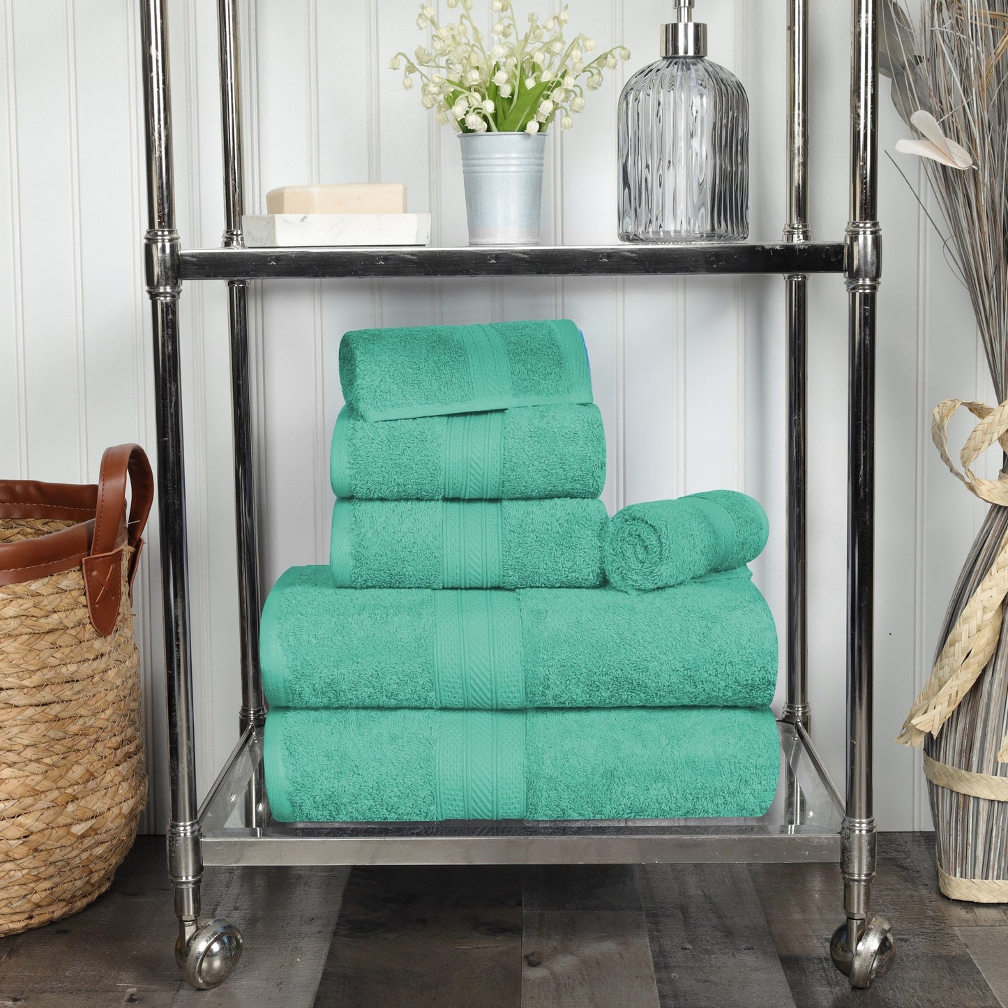 Superior 6-piece Plush Long Staple Combed Cotton Towel Set