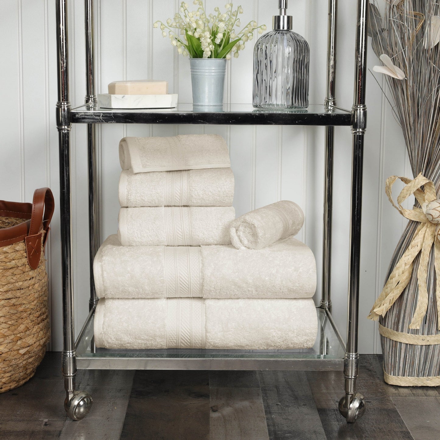 Superior 6-piece Plush Long Staple Combed Cotton Towel Set