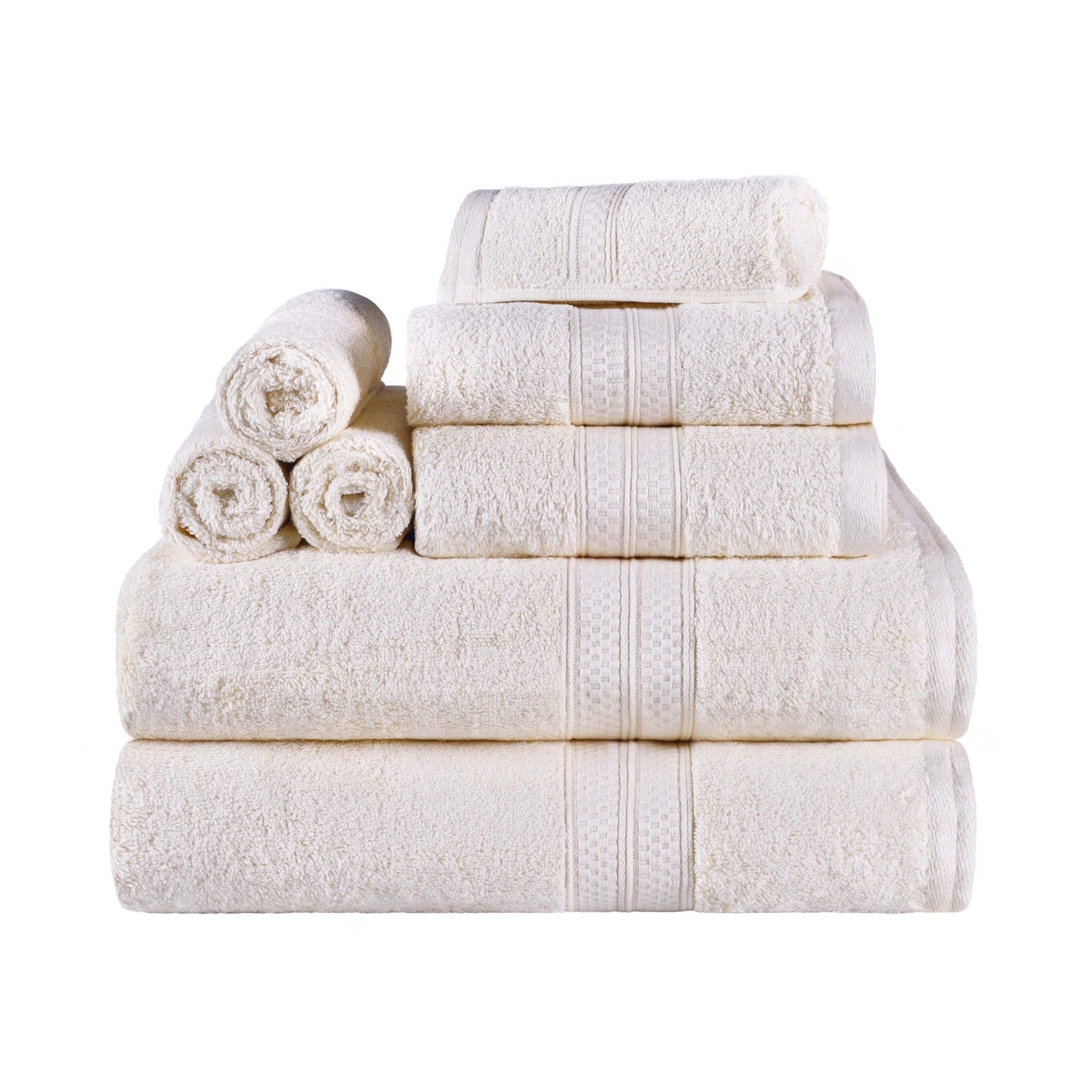 Superior 8 Piece Bath Towel Set, Rayon From Bamboo and Cotton